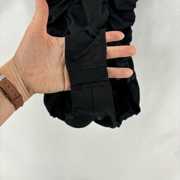 ZARA Women’s Medium Black Halter Ruching Bodysuit Tank Top One Piece - Picture 9 of 11